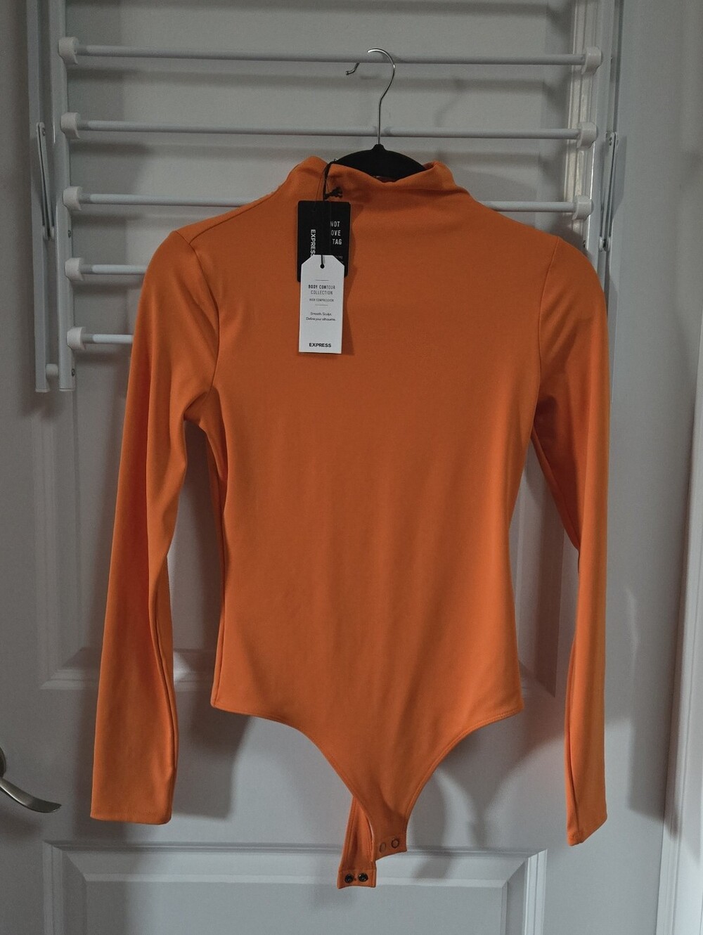 Express Orange Long-Sleeve Mock Neck Bodysuit
